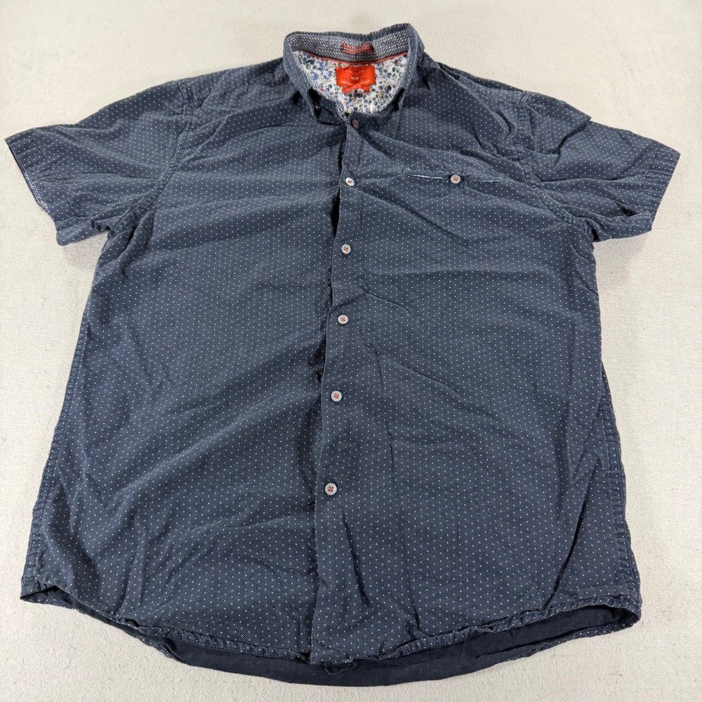 Cactus Man Ricky Singh Mens M Navy Micro Dot Shirt Slim Fit Short Sleeve Cotton